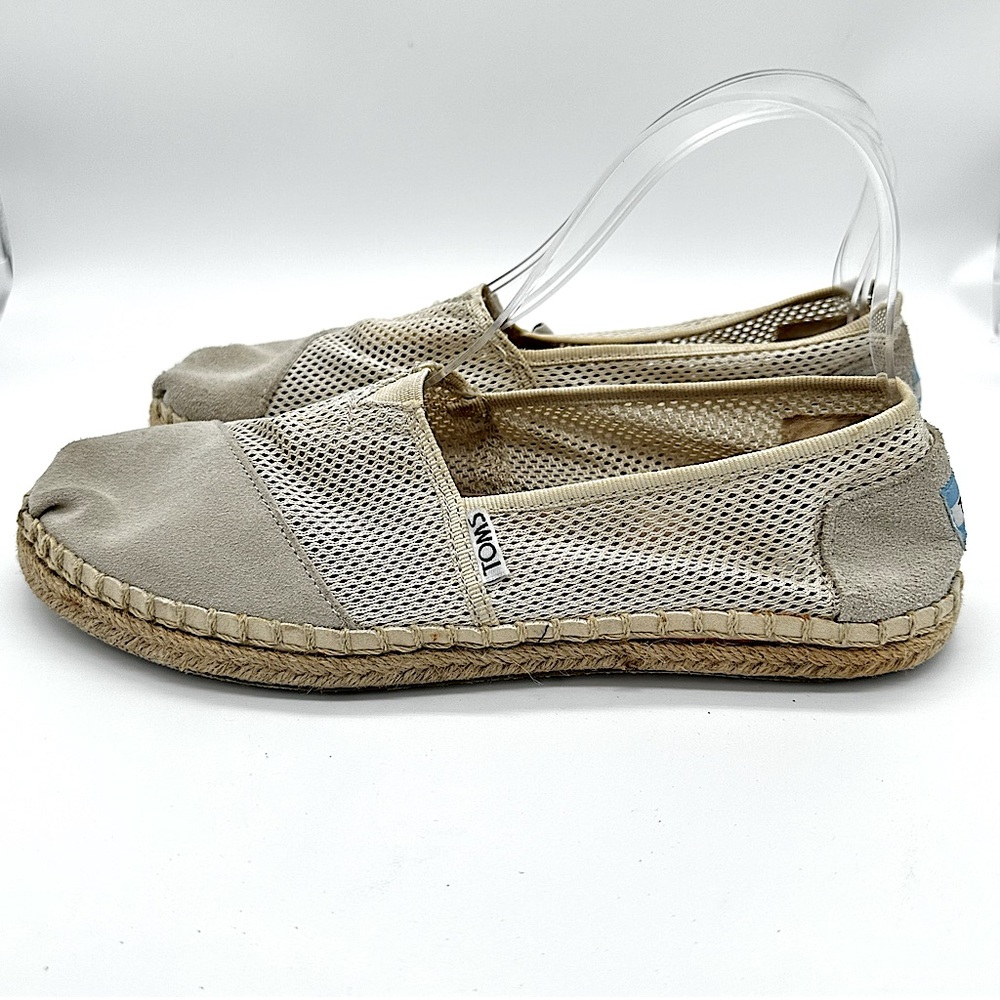 TOMS Classic Mesh Slip On Espadrille Flats Beige Womens 8.5‎ Casual - Picture 12 of 13